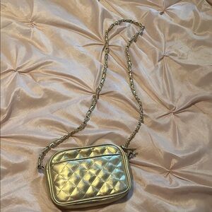 Gold Quilted Crossbody Bag